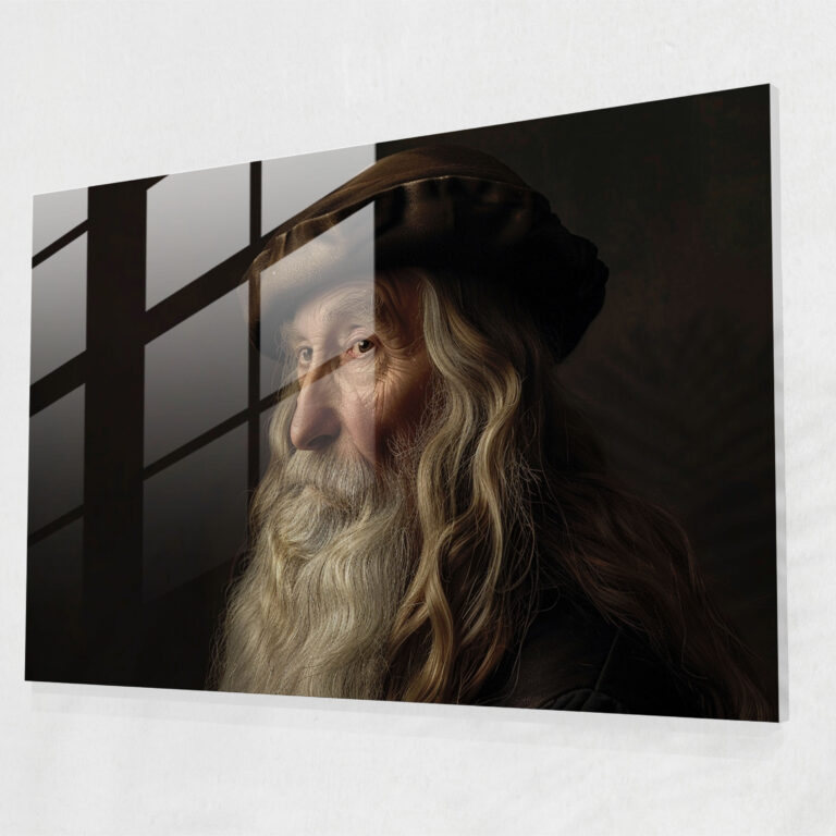 Leonardo Da Vinci Glass Print Historical Figures - Leonardo Da Vinci, Modern Art, Leonardo Da Vinci, Home Decoration