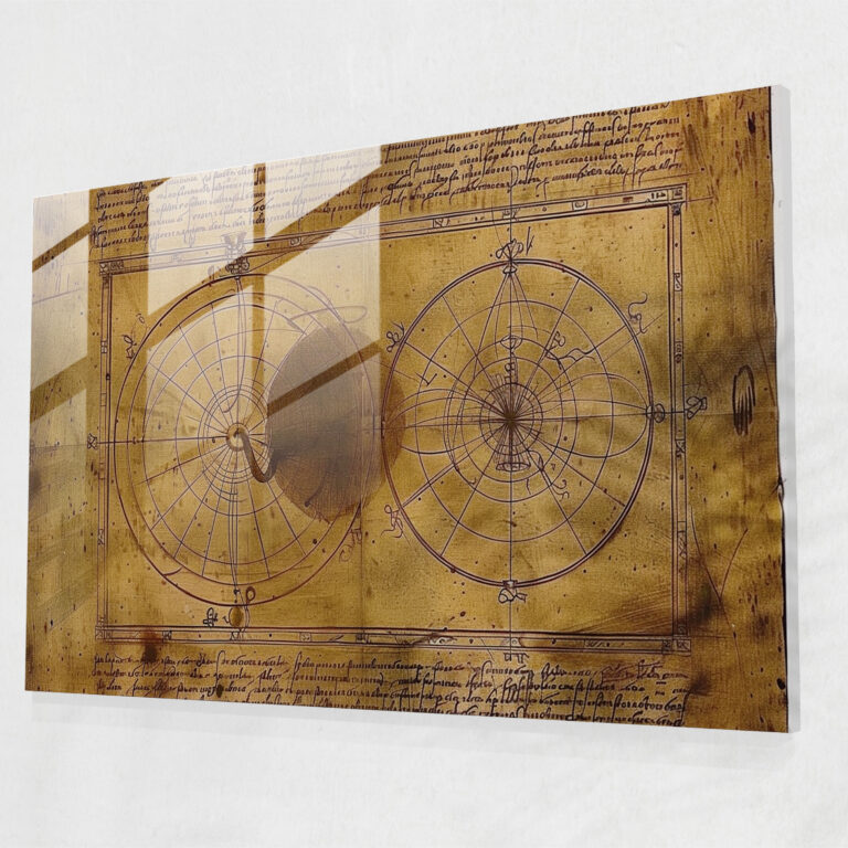 Leonardo Da Vinci Wall Decoration Cryptic Symbols - Leonardo Da Vinci, Wall Decoration, Glass Wall Art, Leonardo Da Vinci