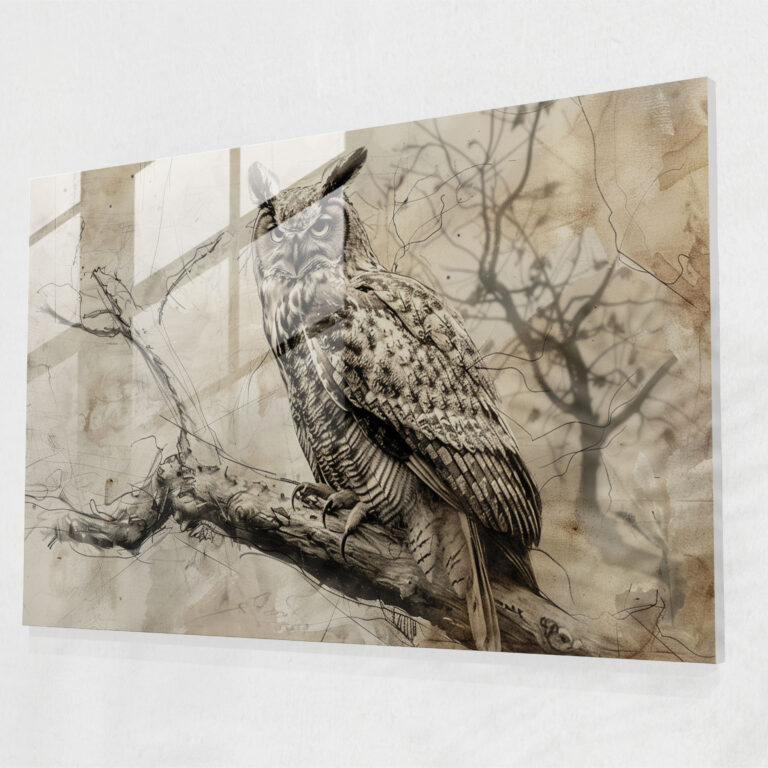 Leonardo Da Vinci Owl Glass Print - Leonardo Da Vinci, Glass Print, Leonardo Da Vinci, Home Decoration