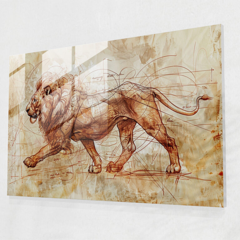 Leonardo Da Vinci Lion Glass Wall Art - Leonardo Da Vinci, Wildlife Art, Modern Art, Leonardo Da Vinci