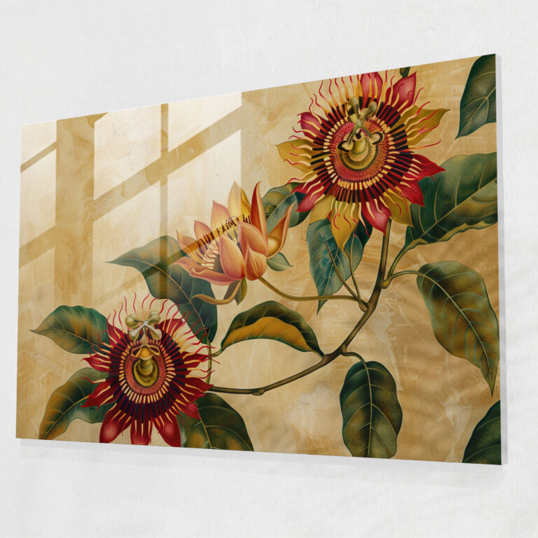 Exotic Flowers Glass Wall Art - Leonardo Da Vinci, Leonardo Da Vinci, Wall Decoration, Glass Wall Art