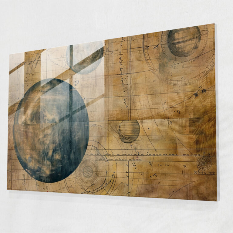 Leonardo Da Vinci Glass Wall Art - Celestial Observations - Leonardo Da Vinci, Home Decoration, Renaissance Art, Astronomy Art