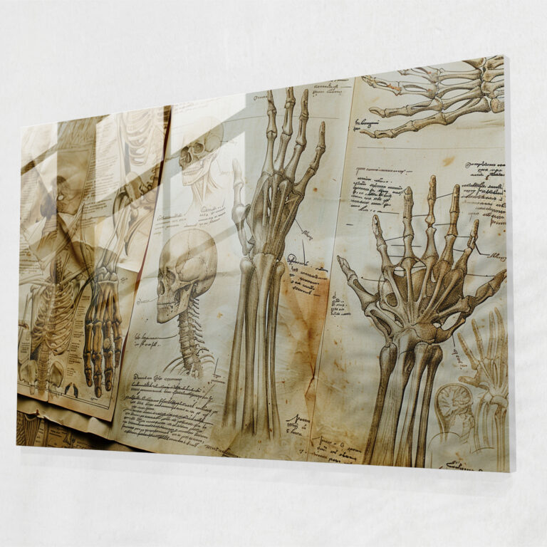 Leonardo Da Vinci Glass Wall Art - Anatomical Drawings - Leonardo Da Vinci, Glass Art, Leonardo Da Vinci, Glass Wall Art
