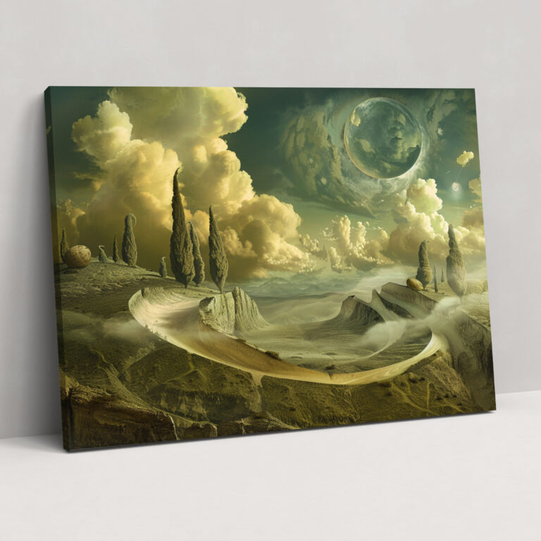Dreamlike Landscape Leonardo Da Vinci Style Canvas Print - Leonardo Da Vinci, Leonardo Da Vinci Style, Canvas Wall Art, Canvas Print