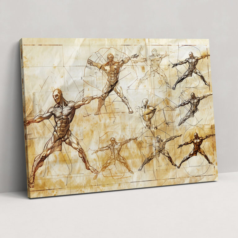 Leonardo Da Vinci Wall Art - Human Motion Studies Canvas Print - Leonardo Da Vinci, Canvas Print, Human Motion Studies, Wall Art