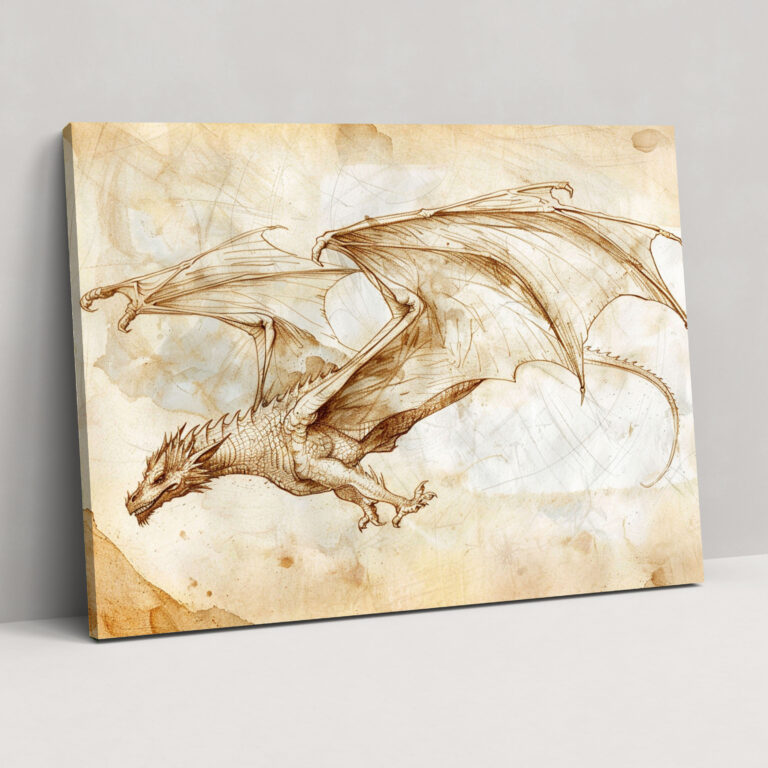 Dragon In Flight Leonardo Da Vinci Wall Decoration - Leonardo Da Vinci, Canvas Print, Home Decoration, Leonardo Da Vinci