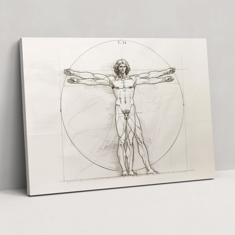 Vitruvian Man Leonardo Da Vinci Wall Art - Leonardo Da Vinci, Canvas, Canvas Wall Art, Wall Art