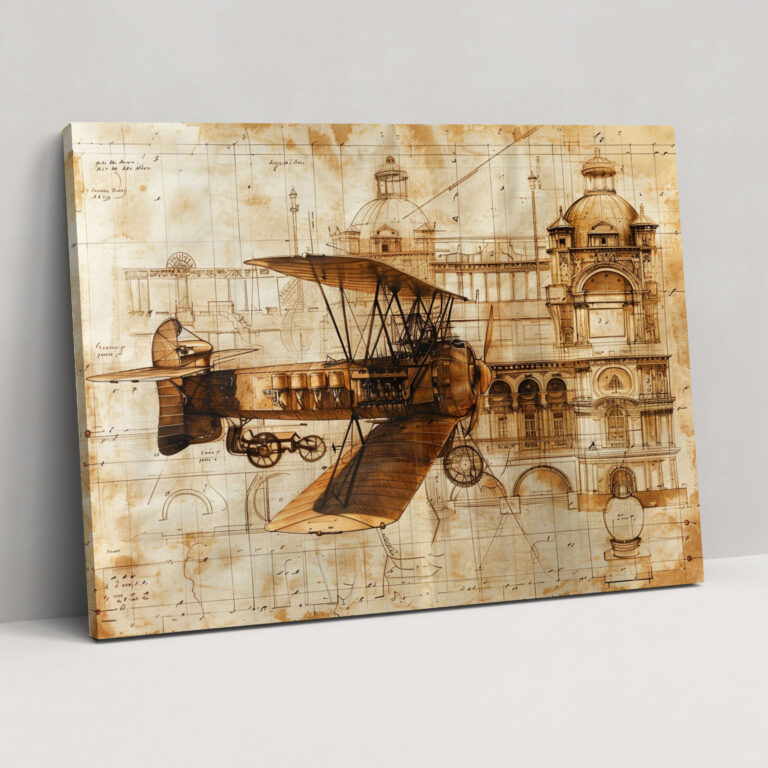 Flying Machine Blueprint By Leonardo Da Vinci Wall Decoration - Leonardo Da Vinci, Canvas Print, Canvas, Leonardo Da Vinci