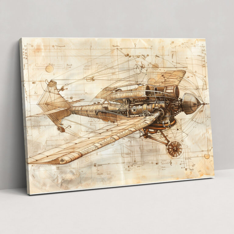 Flying Machine Wall Art - Leonardo Da Vinci, Wall Decoration, Canvas Print, Home Decoration