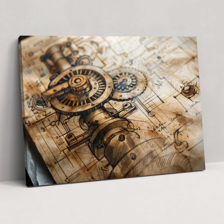 Mechanical Gears Leonardo Da Vinci Canvas Print - Leonardo Da Vinci, Wall Art, Canvas Print, Canvas