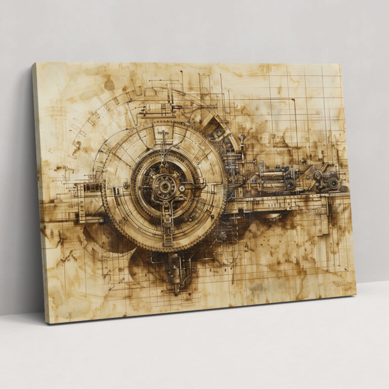 Mechanical Drawing Wall Decoration - Leonardo Da Vinci, Canvas Wall Art, Home Decoration, Wall Art
