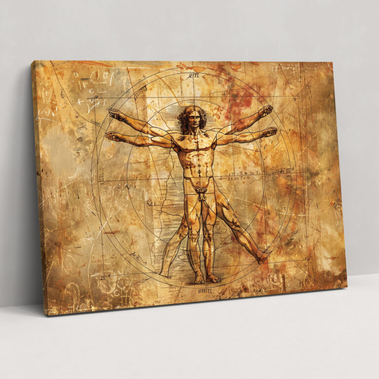 Leonardo Da Vinci Vitruvian Man Canvas Print - Leonardo Da Vinci, Home Decoration, Wall Art, Canvas Print