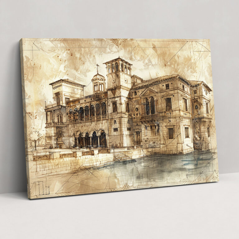 Leonardo Da Vinci Architectural Sketches Wall Art - Leonardo Da Vinci, Leonardo Da Vinci, Canvas Wall Art, Wall Decoration