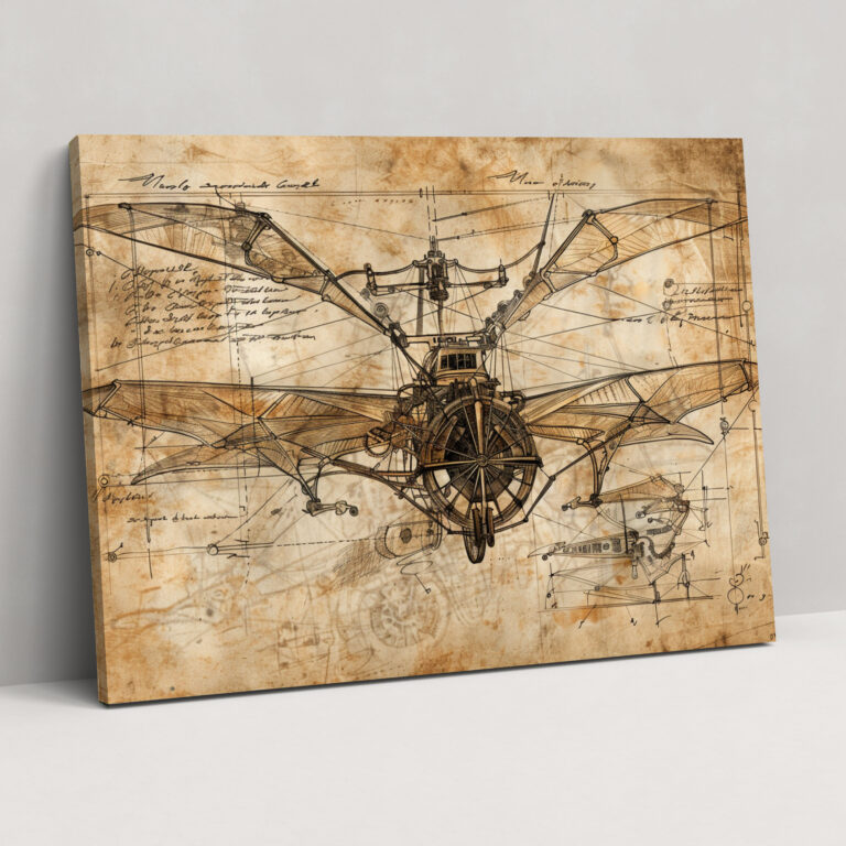 Leonardo's Flying Machine Canvas Print - Leonardo Da Vinci, Canvas, Canvas Wall Art, Leonardo Da Vinci
