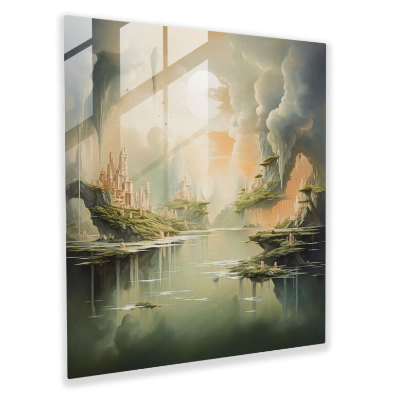 Lenticular Glass Wall Art - Surreal Floating Islands - Lenticular, Surreal, Home Decoration, Glass Art