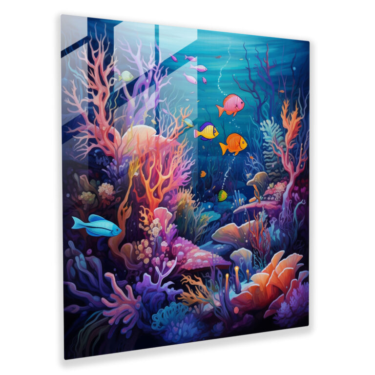 Lenticular Glass Print - Whimsical Underwater Paradise - Lenticular, Glass Print, Home Decoration, Whimsical
