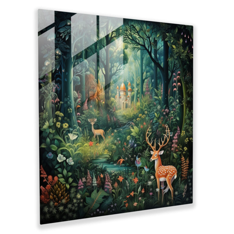 Lenticular Glass Wall Art - Whimsical Forest Scene - Lenticular, Mystical Creatures, Whimsical Forest Scene, Home Decoration