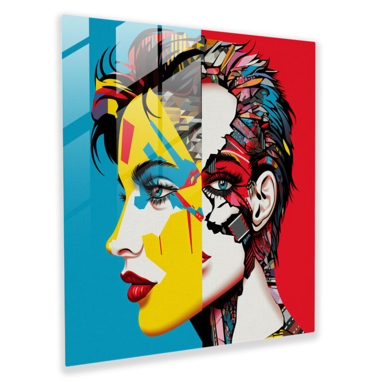 Modern Art Glass Print - Pop Art Symbols Lenticular - Lenticular, Glass Wall Art, Iconic Symbols, Transforming