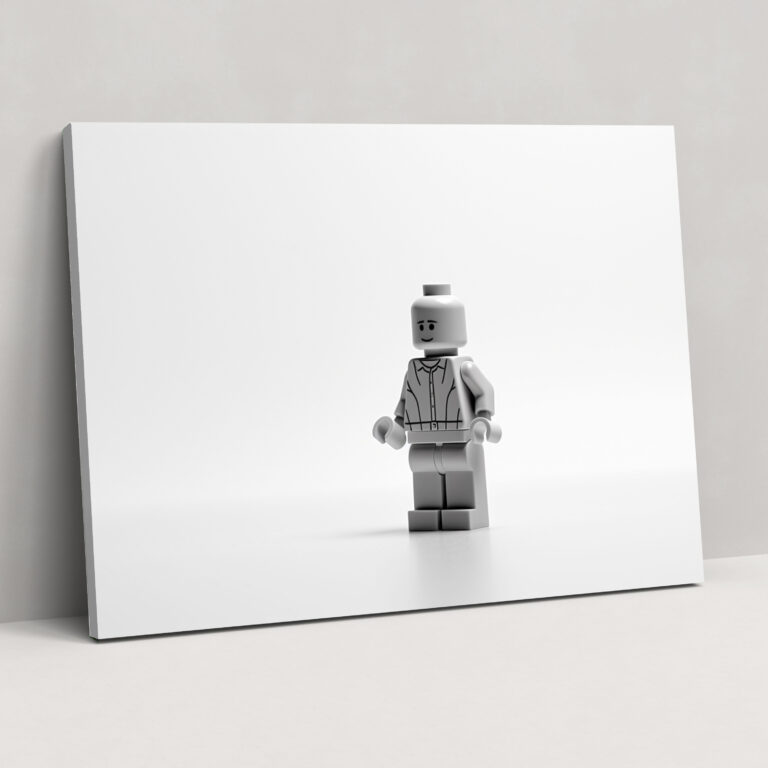 Lego Glass Wall Art - Minimalistic Black And White Drawing - Lego, Wall Decoration, Lego Figure, Glass Wall Art