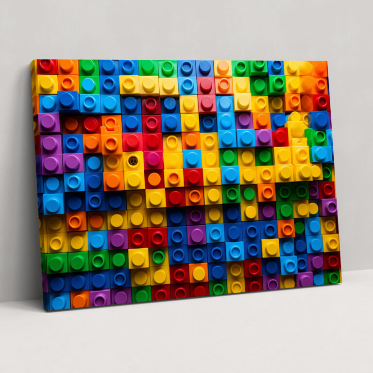 Playful Lego Glass Print - Lego, Playful, Vibrant, Wall Decoration