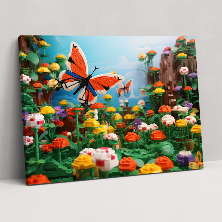 Lego Garden Paradise Glass Print - Lego, Garden, Flowers, Glass Wall Art