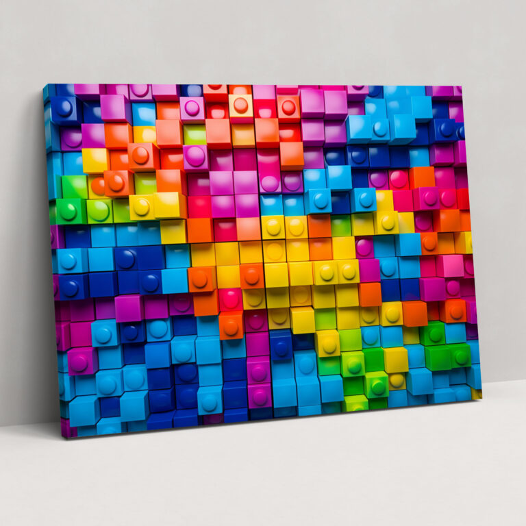 Lego Glass Print - Colorful Abstract Lego Bricks Modern Art - Lego, Wall Decoration, Modern Art, Lego Glass Wall Art
