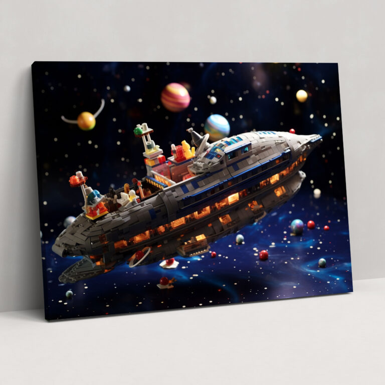 Lego Glass Print - Galactic Adventure Modern Art - Lego, Lego Glass Wall Art, Glass Art, Wall Decoration