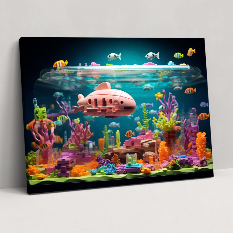 Lego Glass Print - Oceanic Adventure Modern Art - Lego, Lego Glass Print, Lego Glass Wall Art, Glass Art