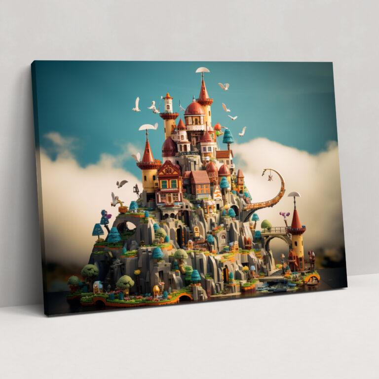 Colorful Lego Glass Print - Lego, Glass Wall Art, Castle, Home Decoration