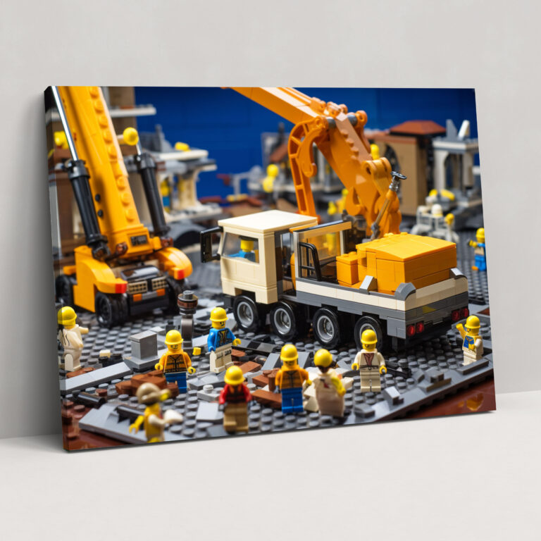 Lego Construction Glass Print - Lego, Glass Print, Construction Site, Builders