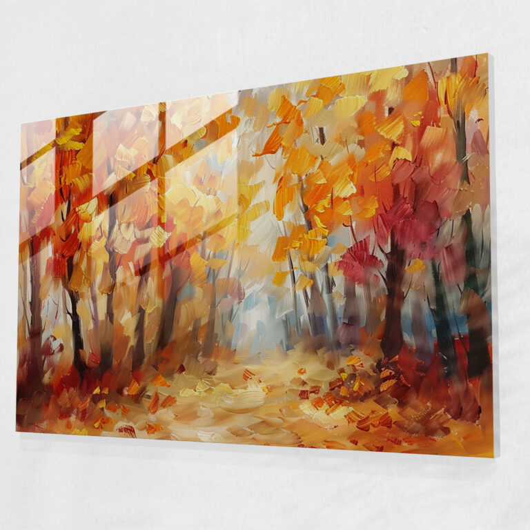 Leonid Afremov Modern Art - Whimsical Autumn Forest Scene - Leonid Afremov, Glass Print, Glass Wall Art, Leonid Afremov