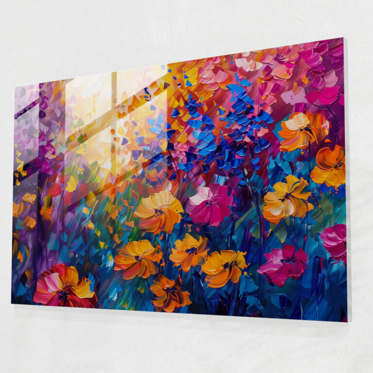 Leonid Afremov Glass Print - Burst Of Color Floral Garden - Leonid Afremov, Home Decoration, Glass Print, Wall Decoration