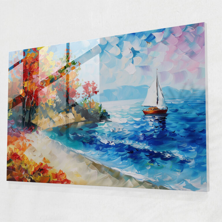 Leonid Afremov Glass Art - Tranquil Seaside Scene - Leonid Afremov, Home Decoration, Glass Print, Modern Art