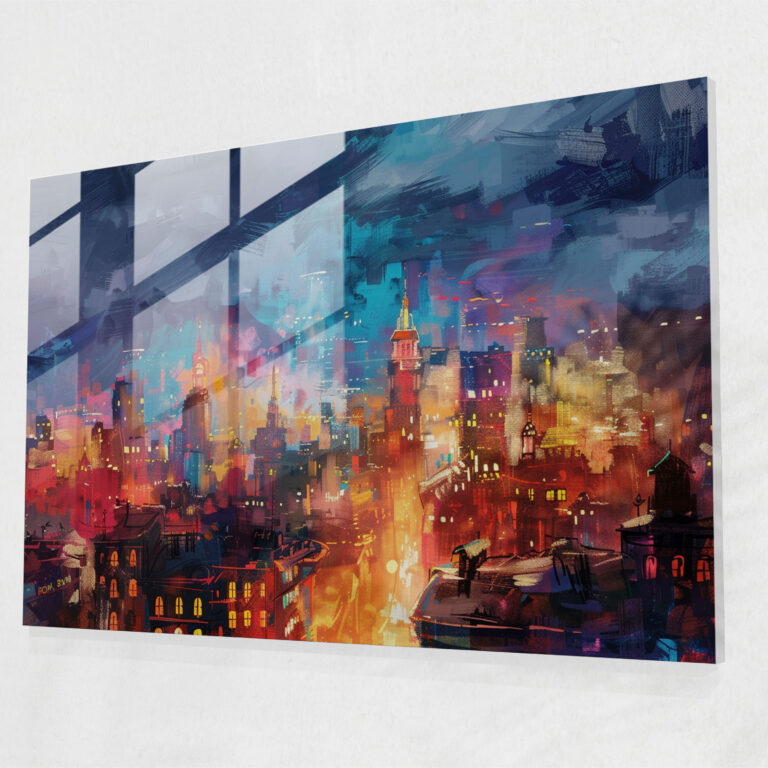 Leonid Afremov Modern Art - Dreamy Cityscape - Leonid Afremov, Modern Art, Glass Print, Leonid Afremov