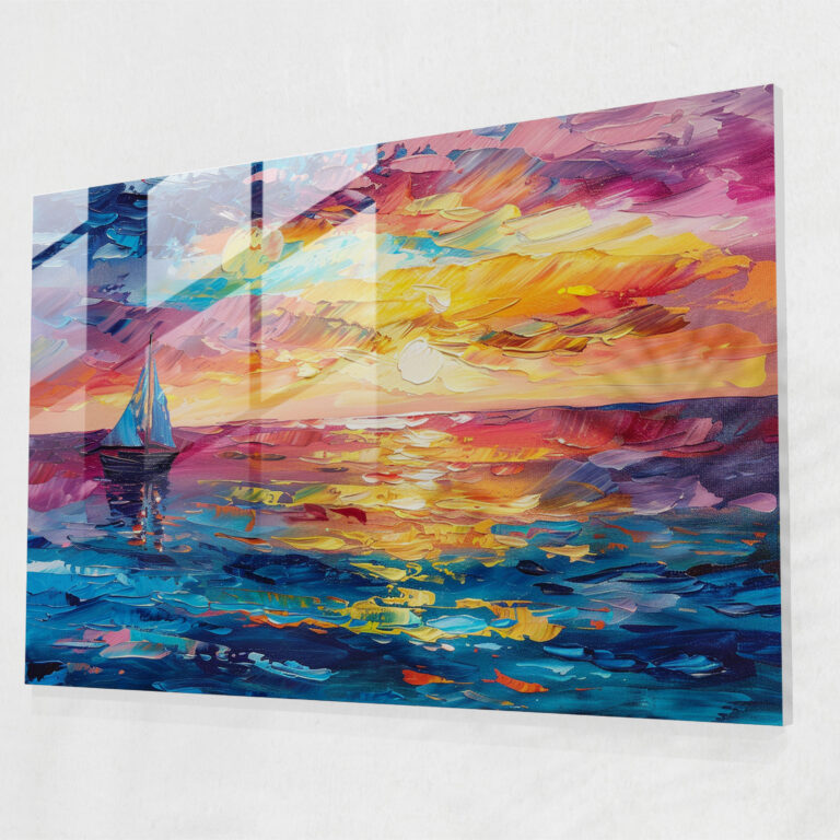 Colorful Sunset Seascape Glass Wall Art - Leonid Afremov, Glass Wall Art, Leonid Afremov, Home Decoration