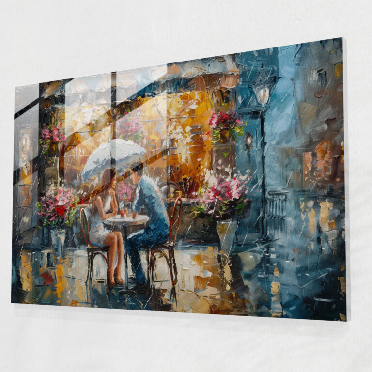 Cozy Cafe Glass Wall Art - Leonid Afremov, Home Decoration, Wall Decoration, Glass Wall Art
