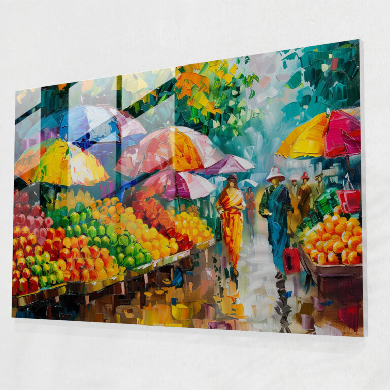 Lively Market Glass Print - Leonid Afremov, Home Decoration, Modern Art, Leonid Afremov