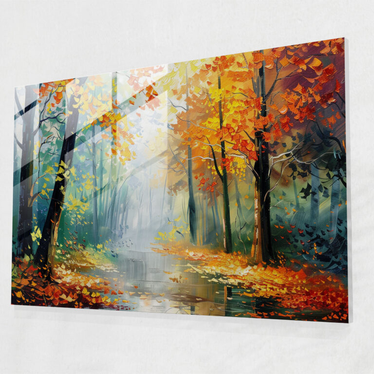 Autumn Forest Glass Print Home Decoration - Leonid Afremov, Leonid Afremov, Wall Decoration, Glass Wall Art