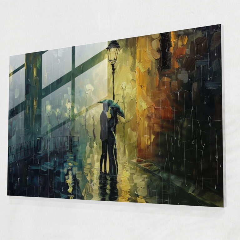 Romantic Rain Glass Wall Art - Leonid Afremov, Glass Wall Art, Wall Decoration, Home Decoration