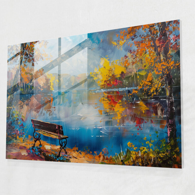 Leonid Afremov Glass Wall Art Lakeside View - Leonid Afremov, Home Decoration, Modern Art, Wall Decoration