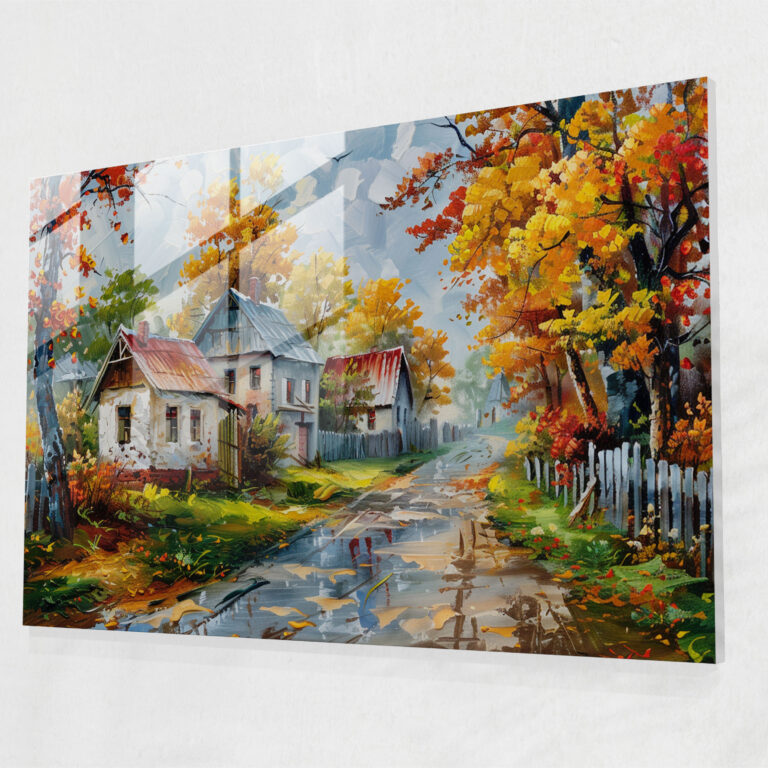 Charming Village Glass Print - Leonid Afremov, Glass Print, Glass Art, Wall Decoration