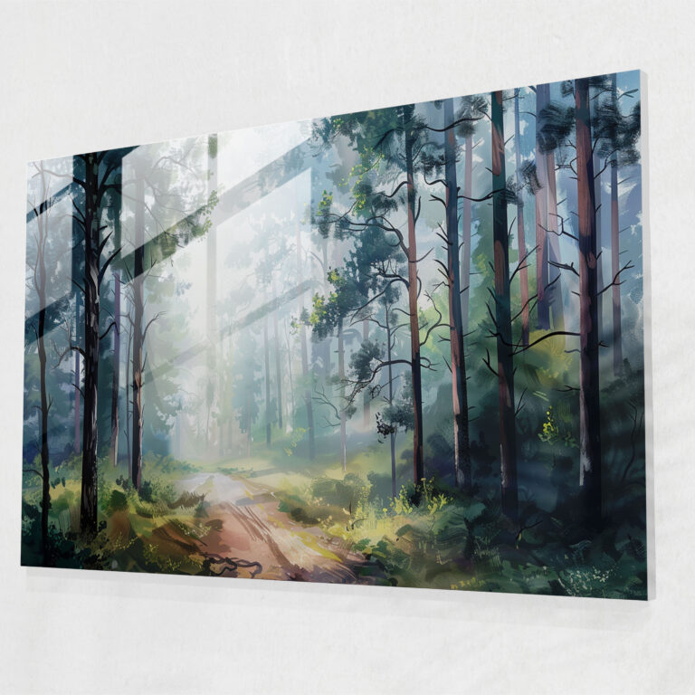 Leonid Afremov Glass Print - Misty Forest Glass Wall Art - Leonid Afremov, Glass Wall Art, Glass Print, Modern Art