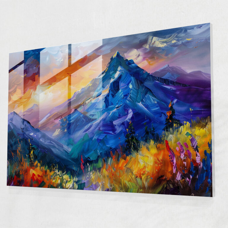 Leonid Afremov Glass Print - Mountain Landscape Glass Wall Art - Leonid Afremov, Leonid Afremov, Modern Art, Glass Print