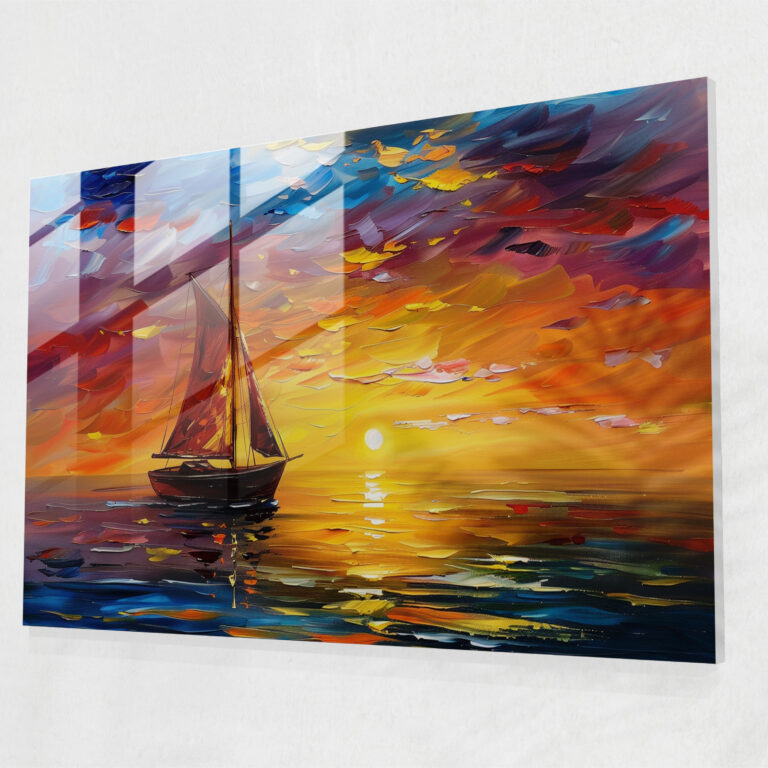 Sunset Seascape Glass Print - Leonid Afremov, Home Decoration, Glass Art, Glass Wall Art
