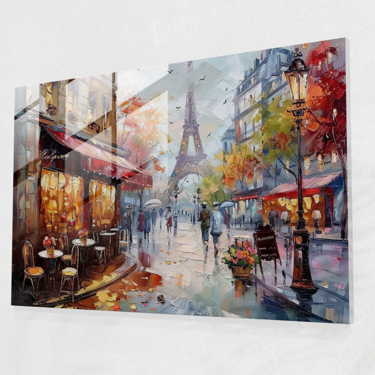 Leonid Afremov Modern Art - Parisian Street - Leonid Afremov, Glass Print, Wall Decoration, Home Decoration