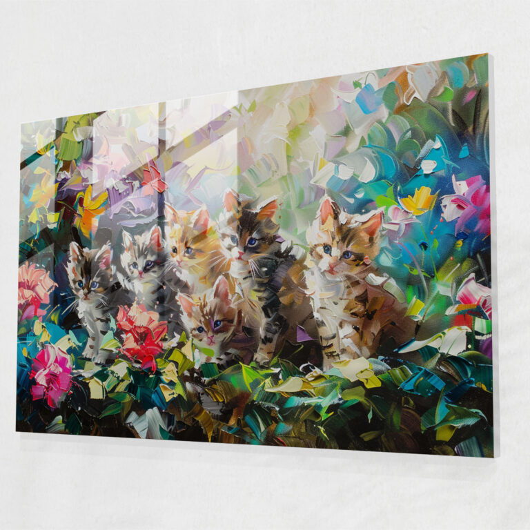 Leonid Afremov Wall Decoration - Playful Kittens - Leonid Afremov, Glass Print, Glass Art, Wall Decoration