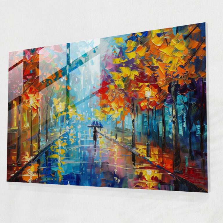 Leonid Afremov Glass Print - Colorful Cityscape - Leonid Afremov, Glass Wall Art, Wall Decoration, Glass Art
