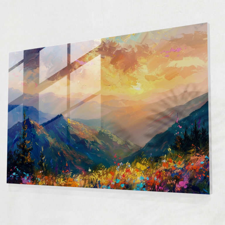 Leonid Afremov Glass Print - Majestic Mountain Glass Wall Art - Leonid Afremov, Glass Art, Glass Print, Leonid Afremov