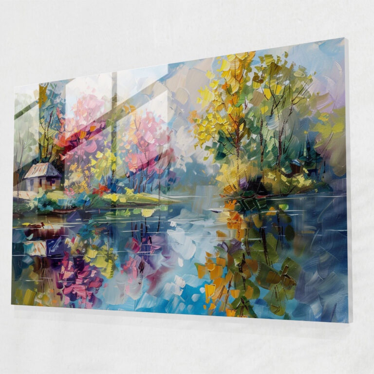 Leonid Afremov Glass Print - Peaceful Lakeside Glass Wall Art - Leonid Afremov, Glass Print, Wall Decoration, Leonid Afremov