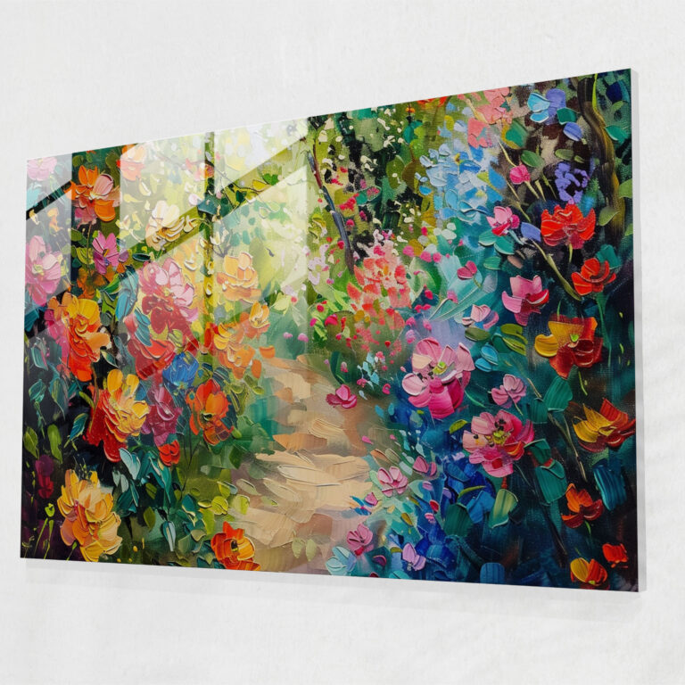 Leonid Afremov Glass Print - Vibrant Floral Garden Glass Wall Art - Leonid Afremov, Glass Wall Art, Home Decoration, Leonid Afremov